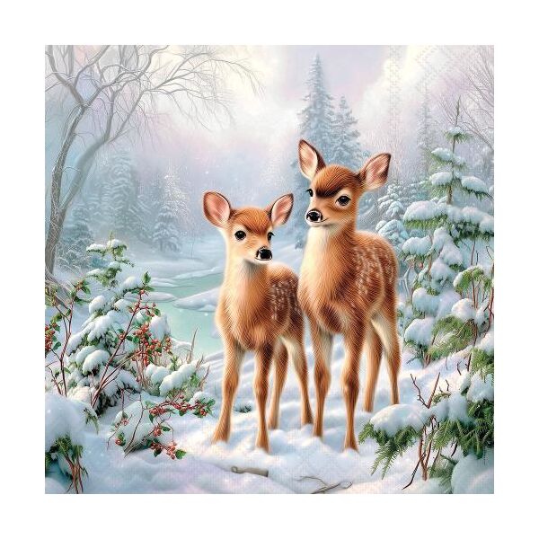 Weihnachten Servietten Lunch 33x33 3-lagig 20 Stück Rehe im Wald Olivia and Oliver FSC Mix