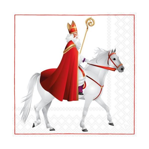 Weihnachten Servietten Lunch 33x33 3-lagig 20 Stück Nikolaus auf Pferd St. Martin St. Nicholas galloping FSC Mix