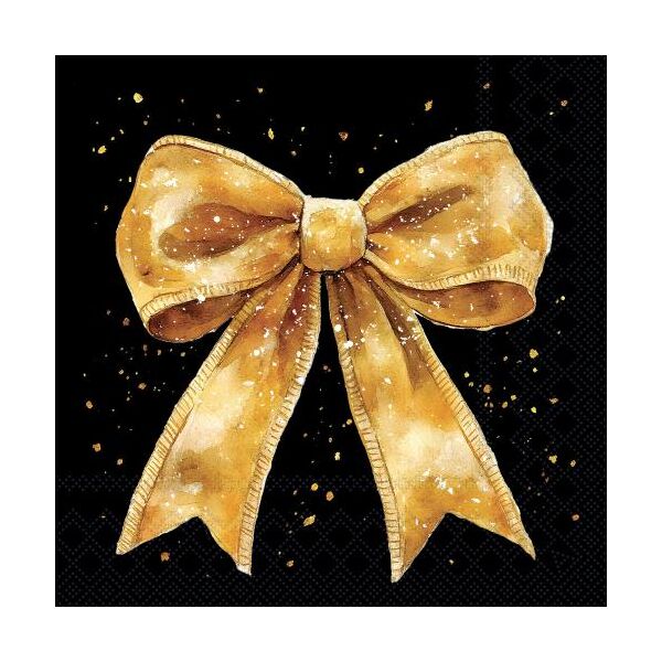 Weihnachten Servietten Lunch 33x33 3-lagig 20 Stück goldene Geschenkschleife schwarz Fancy bow gold/black FSC Mix