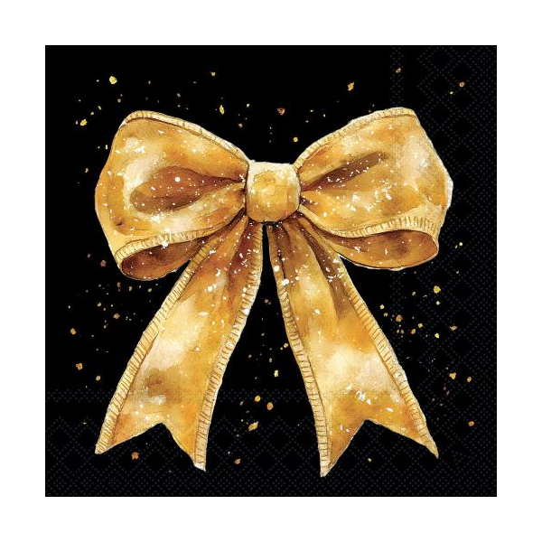 Weihnachten Servietten Lunch 33x33 3-lagig 20 Stück goldene Geschenkschleife schwarz Fancy bow gold/black FSC Mix