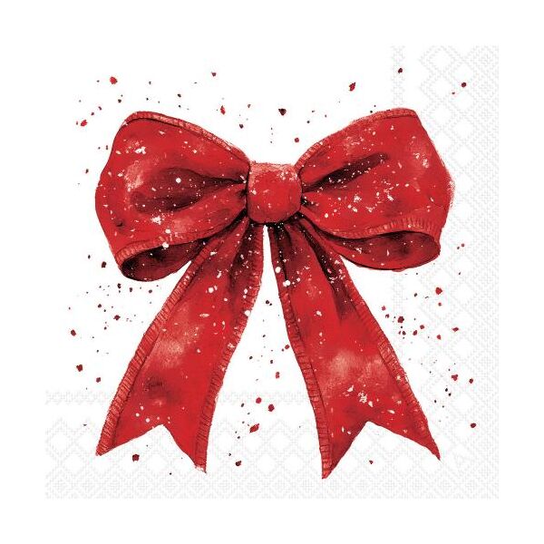 Weihnachten Servietten Lunch 33x33 3-lagig 20 Stück rote Geschenkschleife  Fancy bow red/white FSC Mix
