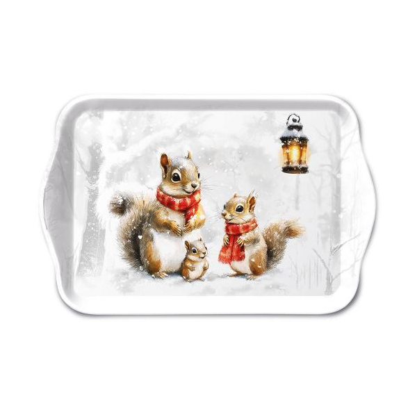 Weihnachten Tray melamine Tablett 13 x 21 Eichhörnchen Familie Tray melamine 13x21 cm Squirrel family