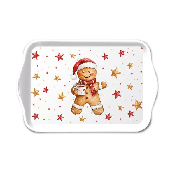 Weihnachten Tray melamine Tablett 13 x 21 Lebkuchenmann mit Kakao Tray melamine 13x21 cm Cocoa and cookie