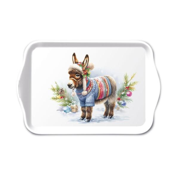 Weihnachten Tray melamine Tablett 13 x 21 WeihnachtseselTray melamine 13x21 cm Wooly donkey