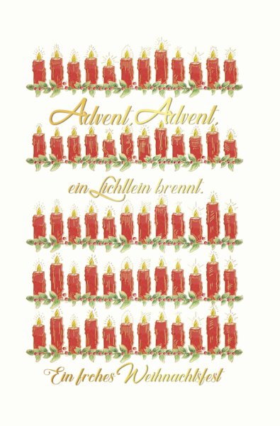 A - Weihnachten - Glückwunschkarte im Format 11,5 x 17 cm mit Umschlag - Advent, Advent, ein Lichtlein brennt... - Skorpion