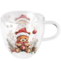 Weihnachten Doppelwandiger Glasbecher 0,2 l Teddy mit...