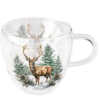 Weihnachten Doppelwandiger Glasbecher 0,2 l Hirsch im...