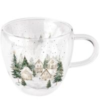 Weihnachten Doppelwandiger Glasbecher 0,2 l Dorf im...