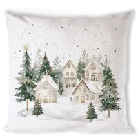 Weihnachten Kissenbezug Dorf im Schnee 40x40 cm Snowy houses