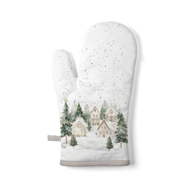 Weihnachten Ofenhandschuh 18x30 cm Dorf im Schnee  Snowy houses