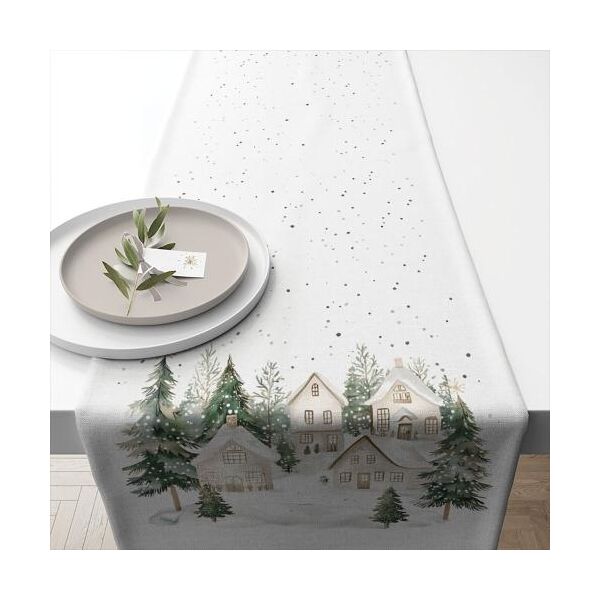 Weihnachten Tischläufer 40x150 cm Dorf im Schnee  Snowy houses