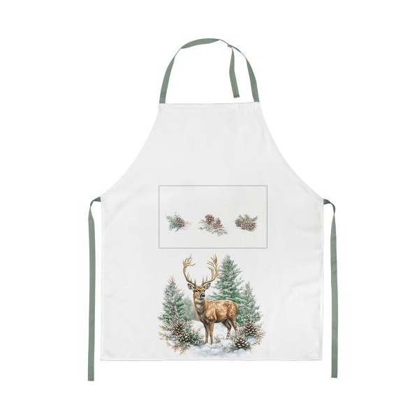 Weihnachten Schürze 70x85 cm Hirsch im Wald  Winter stag white