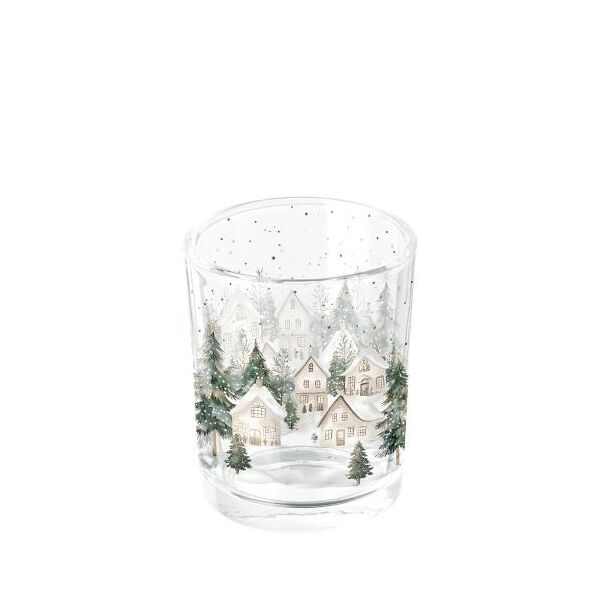 Weihnachten Teelichthalter Dorf im Schnee  Tea light holder Snowy houses