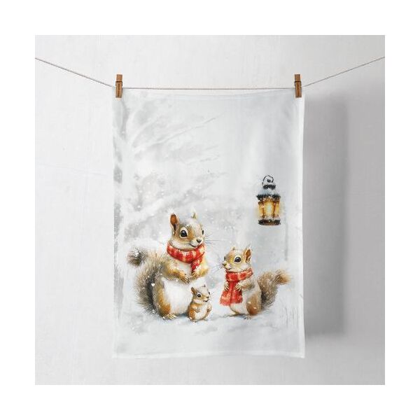Weihnachten Geschirrtuch 50x70 cm Eichhörnchen Familie  Squirrel family