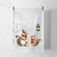 Weihnachten Geschirrtuch 50x70 cm Eichhörnchen...