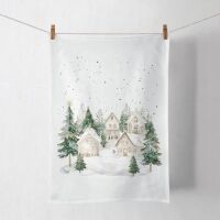 Weihnachten Geschirrtuch 50x70 cm Dorf im Schnee  Snowy...