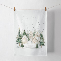 Weihnachten Geschirrtuch 50x70 cm Dorf im Schnee  Snowy...