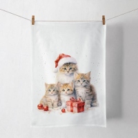Weihnachten Geschirrtuch 50x70 cm Kätzchen Geschenk...