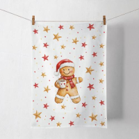 Weihnachten Geschirrtuch 50x70 cm Lebkuchenmann mit Kakao...