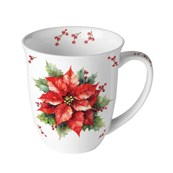 Weihnachten Becher 0,4 l Weihnachtsstern  Festive poinsettia white