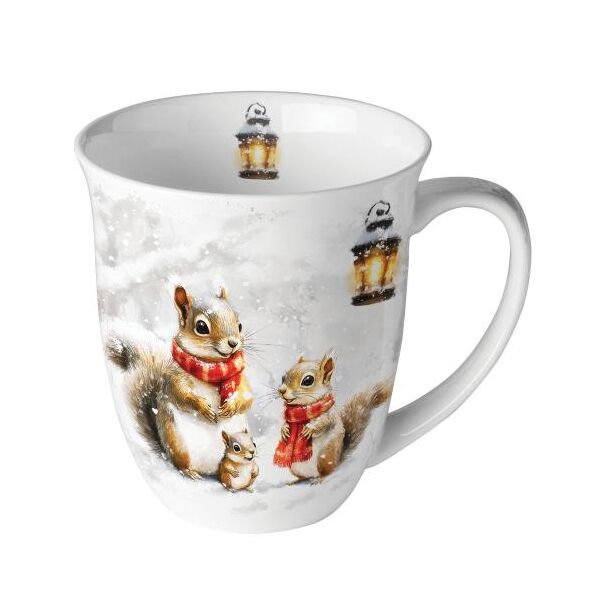 Weihnachten Becher 0,4 l Eichhörnchen Familie  Squirrel family