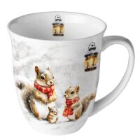 Weihnachten Becher 0,4 l Eichhörnchen Familie...