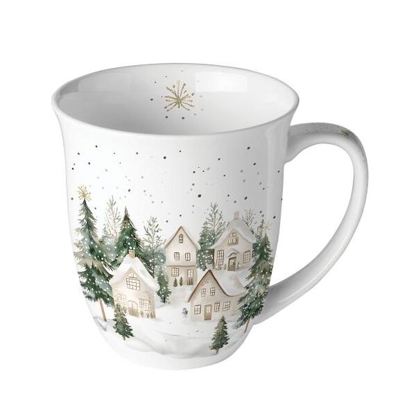 Weihnachten Becher 0,4 l Dorf im Schnee  Snowy houses