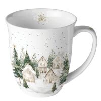 Weihnachten Becher 0,4 l Dorf im Schnee  Snowy houses