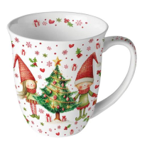Weihnachten Becher 0,4 l Wichtel bei Tannenbaum  Elves by...