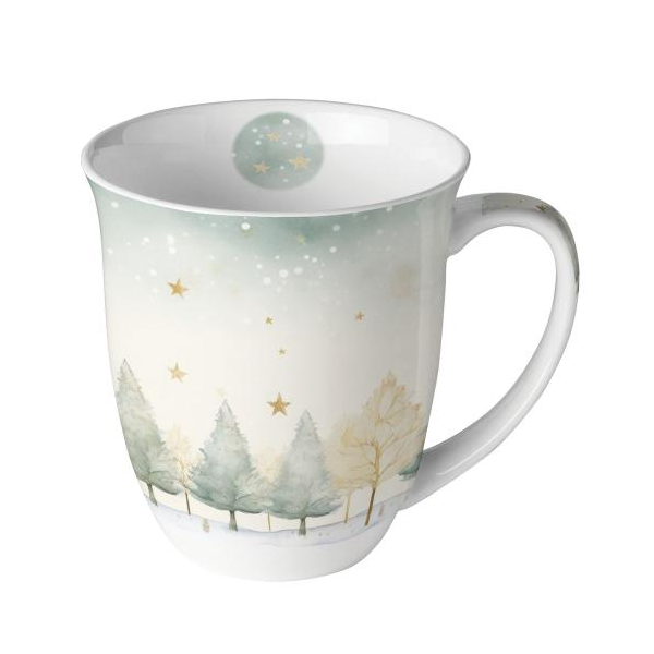 Weihnachten Becher 0,4 l Sternenhimmel Winterlandschaft Starry sky