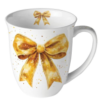Weihnachten Becher 0,4 l goldene Geschenkschleife Fancy...