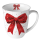 Weihnachten Becher 0,4 l rote Geschenkschleife  Fancy bow red/white
