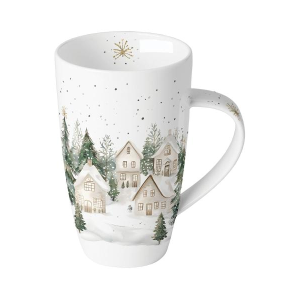 Weihnachten Becher 0,6 l Dorf im Schnee  Snowy houses