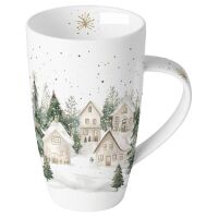 Weihnachten Becher 0,6 l Dorf im Schnee  Snowy houses