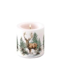 Weihnachten Kerze klein Ø 7,5 x 9 cm  Hirsch im...