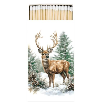 Weihnachten 45 Streichhölzer Hirsch im Wald  Winter...