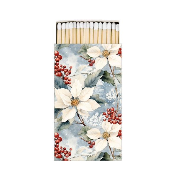 A-2026 Weihnachten 45 Streichhölzer Weihnachtsstern und Stechpalme  Winter poinsettia