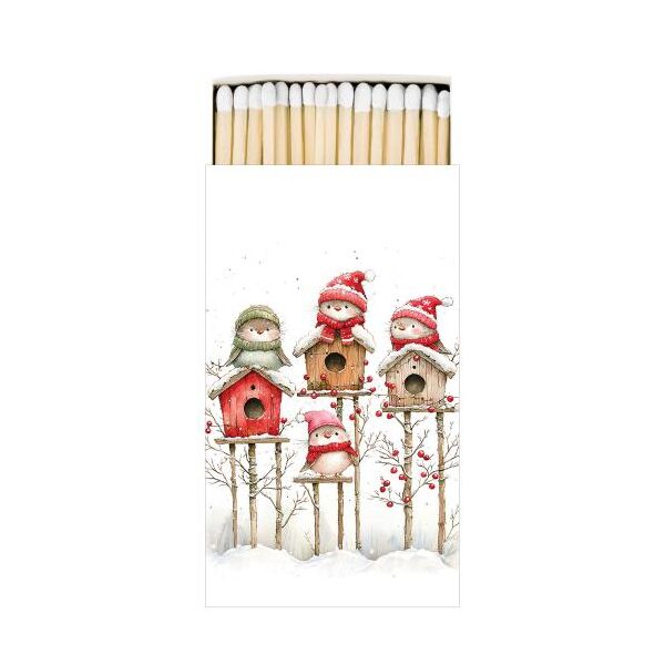 Weihnachten 45 Streichhölzer Vogelhaus Quartett  Birdhouse quartet white