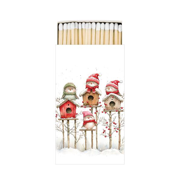 Weihnachten 45 Streichhölzer Vogelhaus Quartett  Birdhouse quartet white