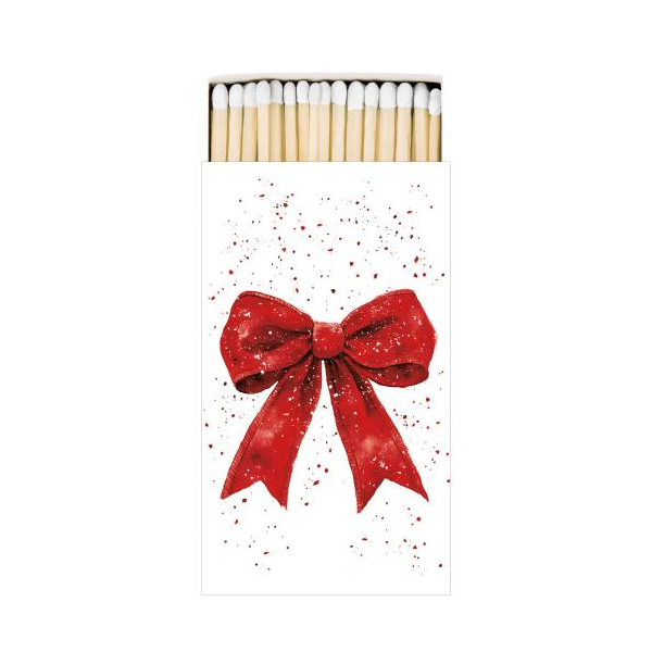Weihnachten 45 Streichhölzer rote Geschenkschleife  Fancy bow red/white