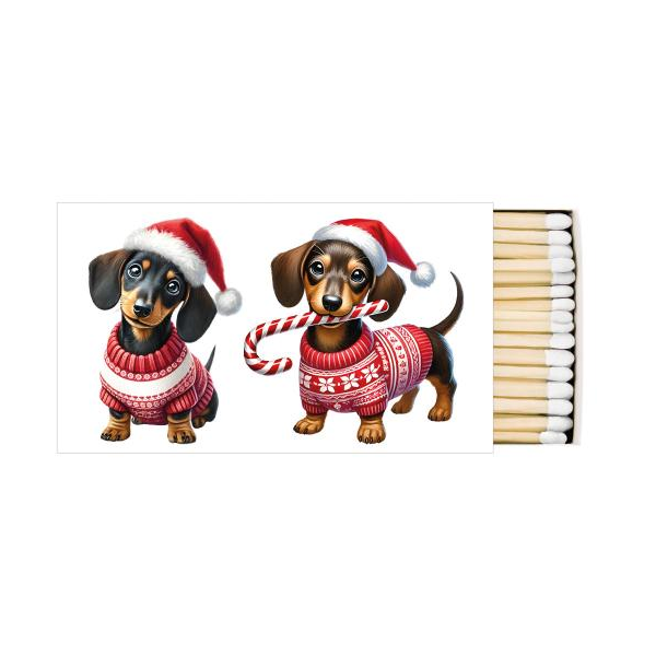 Weihnachten 45 Streichhölzer Dackel mit Zuckerstange  Anton