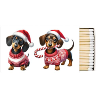 Weihnachten 45 Streichhölzer Dackel mit Zuckerstange...