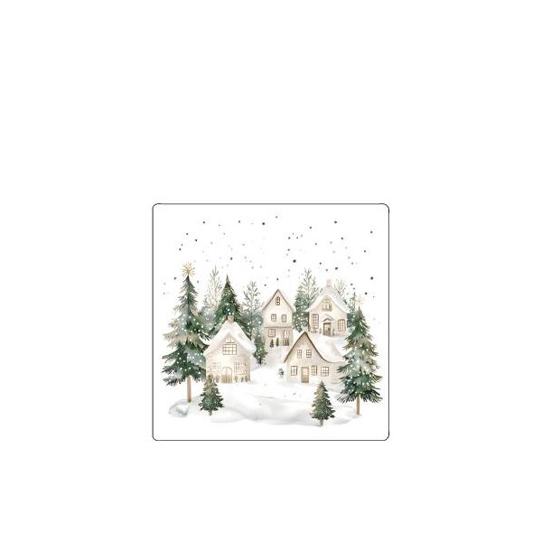 Weihnachten Untersetzer aus PVC-Polyester Dorf im Schnee  Snowy houses