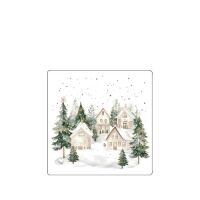 Weihnachten Untersetzer aus PVC-Polyester Dorf im Schnee...