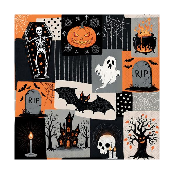 Herbst Servietten Lunch Halloween Gespenste Kürbis Skelett 33x33 cm 3lagig 20 Stück