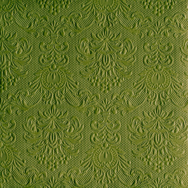 A-2026 Serviette Dinner Format: 40 x 40 cm 3-lagig 15 Servietten Elegance Olive Green Olivgrün mit Prägung