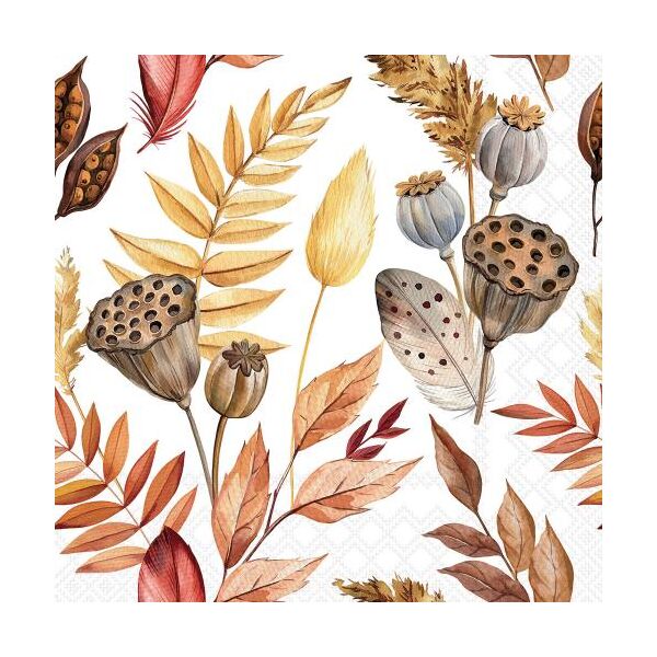 Servietten Lunch Federn und Blätter 33x33 cm 3lagig 20 Stück