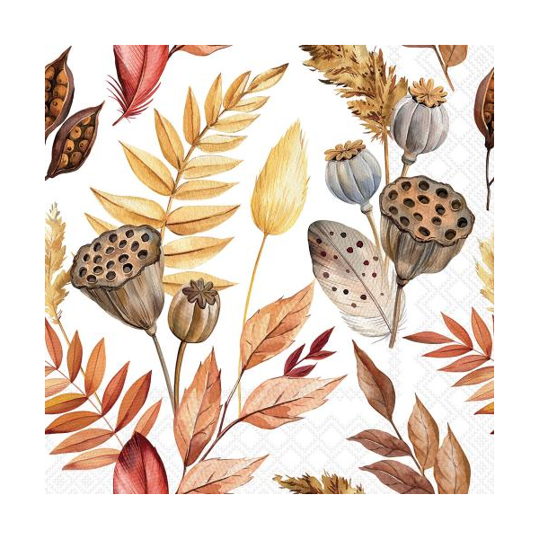 Servietten Lunch Federn und Blätter 33x33 cm 3lagig 20 Stück