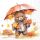 Herbst Servietten Lunch Bär mit Regenschirm 33x33 cm 3lagig 20 Stück