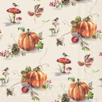 Herbst Servietten Cocktail Pilz Kürbis Tannenzapfen...